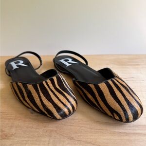 Roseanna brown zebra sling back flats size 38